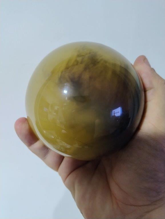 Rara Esfera Maciça De Ágata Paisagem Natural De Grande Porte + Pedestal Vintage Em Latão Ornamentado. — foto 2