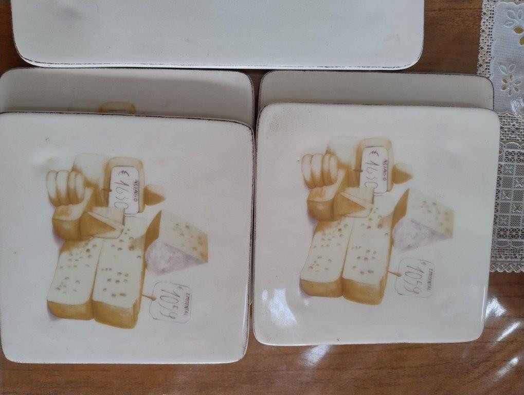 Jogo Vintage de Pratos para Queijos – 5 Peças — foto 2