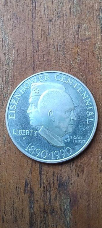 Moeda de Prata US$ 1 Eisenhower 1990-P – Soberba — foto 2