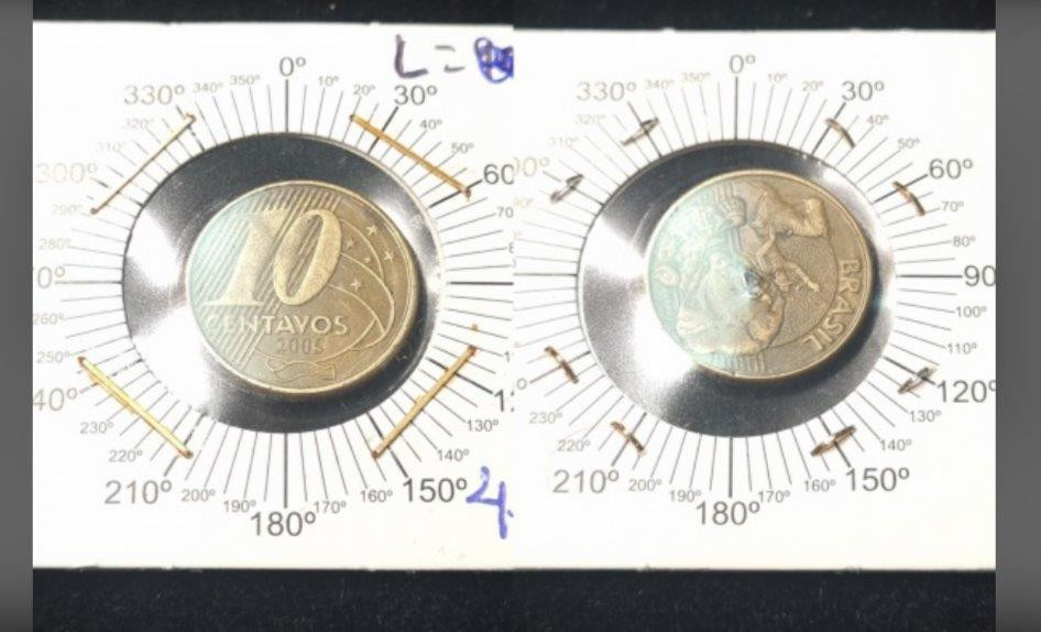 10 Centavos 2005 – Reverso Inclinado 310°/320°