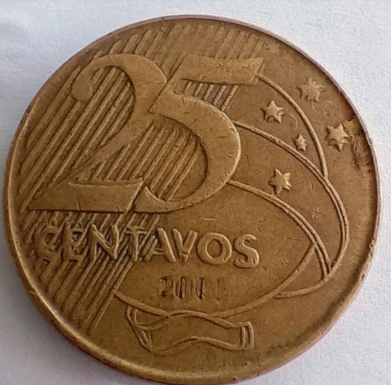 25 Centavos 2001 – Cunho Totalmente Duplicado