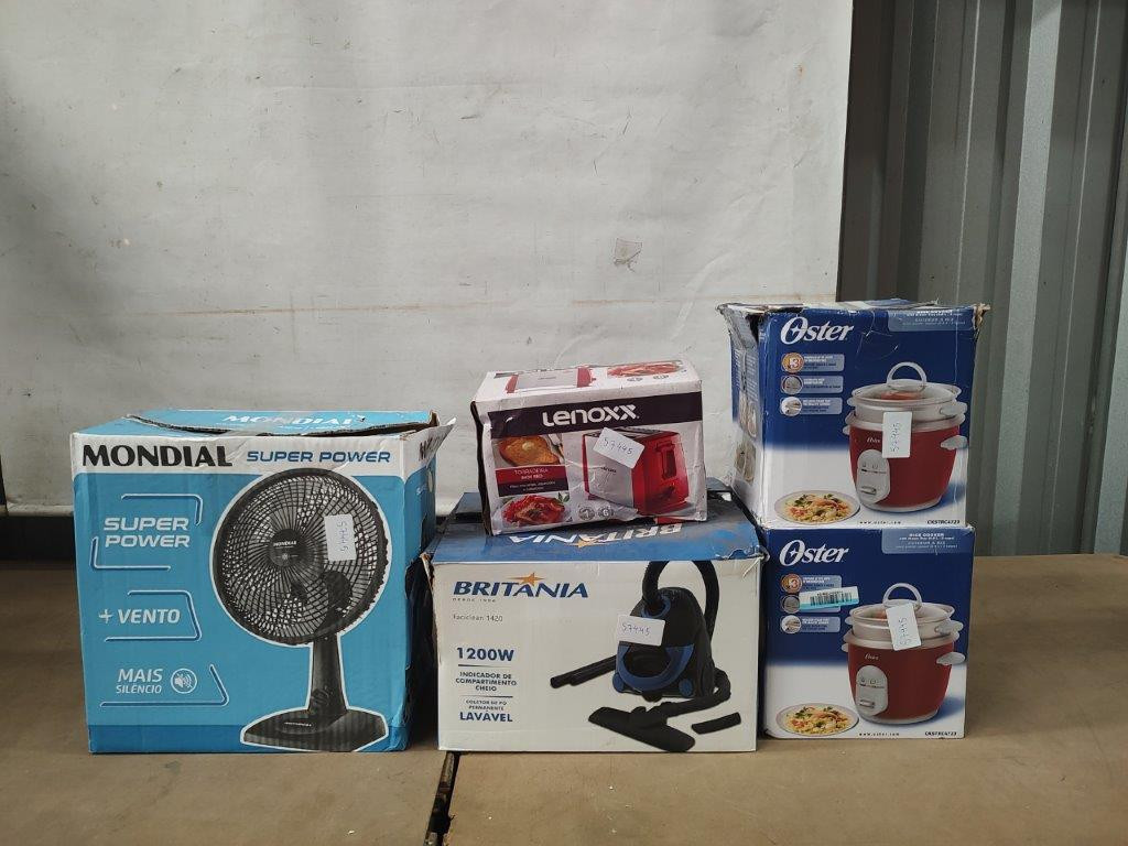 05 Itens Sendo: 01 Aspirador + 02 Panelas Elétricas + 01 Torradeira + 01 Ventilador